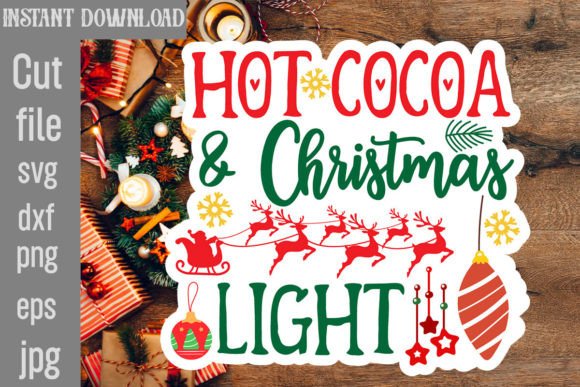 Hot Cocoa Christmas Light SVG Cut File for Crafts & Graphics